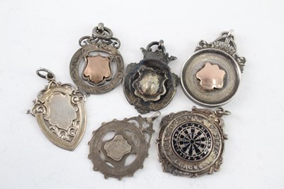 Lot 366 - SIX .925 STERLING SILVER ANTIQUE FOBS/MEDALLIONS