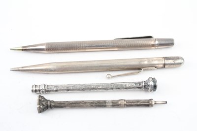Lot 368 - FOUR .925 STERLING SILVER PENCILS TO INCLUDE ANTIQUE