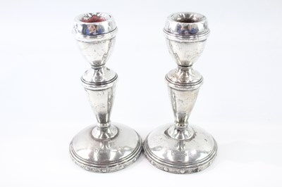 Lot 335 - A PAIR OF VINTAGE .925 STERLING SILVER FILLED CANDLESTICKS