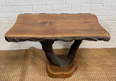 Lot 1087 - AN UNUSUAL WALNUT, OAK AND YEW WOOD TABLE