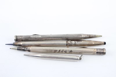 Lot 341 - FOUR .925 STERLING SILVER PENCILS INCLUDING YARD O LED ETC