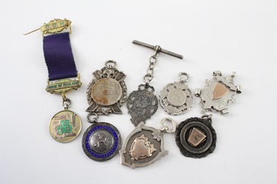 Lot 344 - EIGHT .925 STERLING SILVER FOBS/MEDALLIONS
