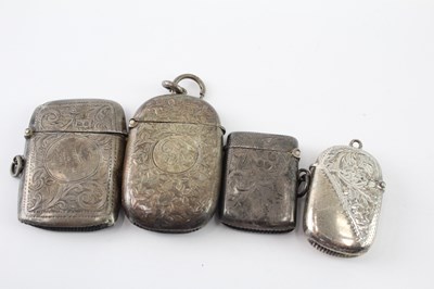 Lot 349 - FOUR .925 STERLING SILVER VESTA CASES TO INCLUDE VICTORIAN