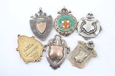 Lot 351 - SIX ANTIQUE HALLMARKED .925 STERLING SILVER FOBS/MEDALLIONS