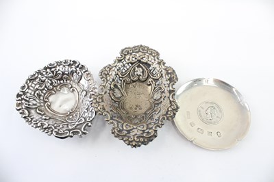Lot 354 - THREE .925 STERLING SILVER PIN/BON BON DISHES