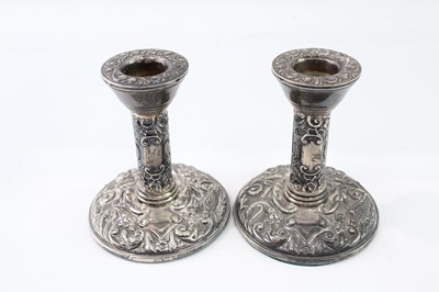 Lot 356 - A PAIR OF VINTAGE .925 STERLING SILVER FILLED CANDLESTICKS
