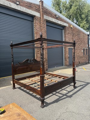 Lot 1015 - A 19TH CENTURY FOUR POSTER MAHOGANY BED OF LARGE PROPORTIONS