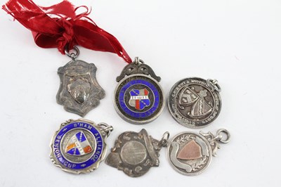 Lot 361 - SIX ANTIQUE HALLMARKED .925 STERLING SILVER FOBS/MEDALLIONS