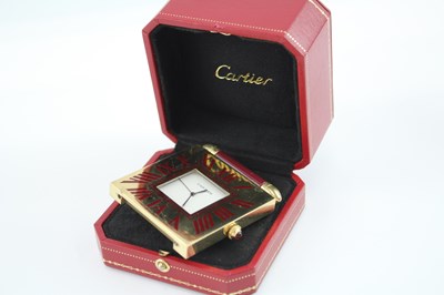 Lot 445 - A CARTIER TRAVEL ALARM CLOCK QUARTZ
