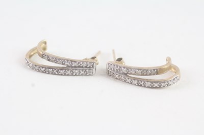 Lot 166 - A PAIR OF 9CT GOLD DIAMOND DROP EARRINGS