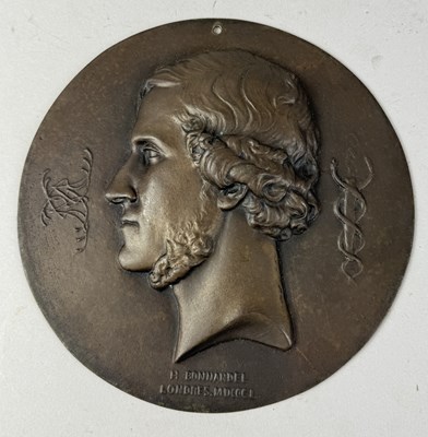 Lot 607 - PIERRE ANTOINE HIPPOLYTE BONNARDEL (FRENCH, 1824-1856): A CAST BRONZE PORTRAIT MEDALLION OF AN UNKNOWN MAN OF MEDICINE, 1850