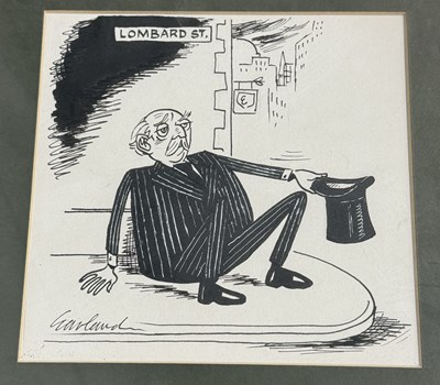 Lot 838 - NICHOLAS GARLAND (BRITISH B.1935): A PEN AND INK DRAWING 'LOMBARD STREET'