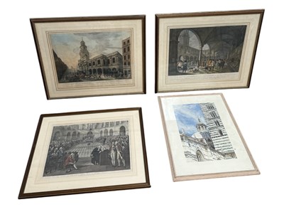 Lot 839 - TWO 19TH CENTURY ENGRAVINGS, WILLIAM PITT ALONG WITH ANOTHER OF THE IRISH HOUSE OF COMMONS, AND A WATERCOLOUR PAINTING OF AN ITALIAN SCENE