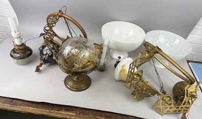 Lot 954 - THREE CEILING LIGHTS, INCLUDING GILT METAL, ART NOUVEAU STYLE