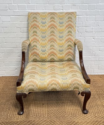 Lot 990 - A 19TH CENTURY MAHOGANY GAINSBOROUGH ARMCHAIR