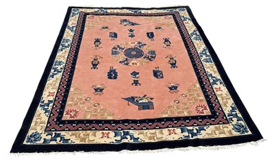 Lot 1229 - A LARGE CHINESE CARPET, PURCHASED FROM HARRODS
