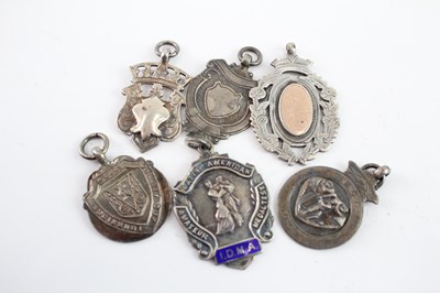 Lot 331 - SIX ANTIQUE HALLMARKED .925 STERLING SILVER FOBS/MEDALLIONS