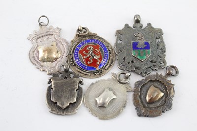 Lot 333 - SIX ANTIQUE HALLMARKED .925 STERLING SILVER FOBS/MEDALLIONS