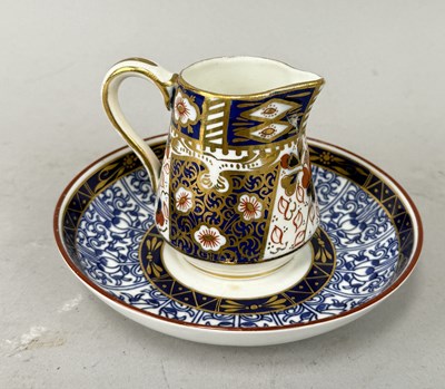 Lot 684 - A ROYAL CROWN DERBY CREAM JUG ALONG WITH A DISH