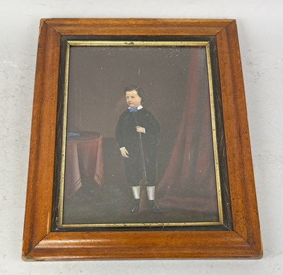 Lot 783 - A 19TH CENTURY OIL PAINTING ON BOARD DEPICTING A YOUNG MAN WITH A GUN
