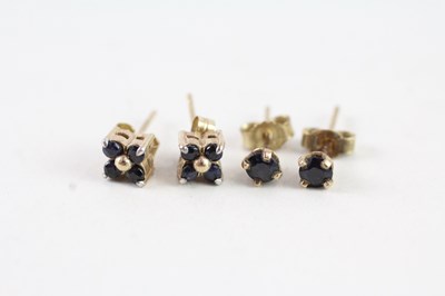 Lot 175 - TWO PAIRS OF 9CT GOLD SAPPHIRE STUD EARRINGS