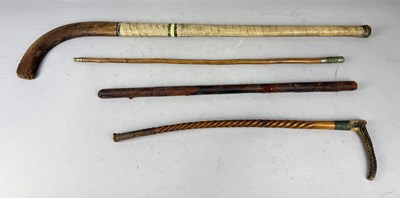 Lot 787 - FOUR ITEMS BELONGING FROM LAMBETH PALACE INCLUDING RIDING CROP, HOCKEY STICK