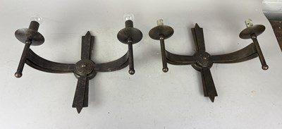 Lot 933B - A PAIR OF FRENCH ART DECO METAL WALL SCONCES