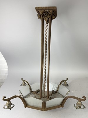 Lot 948 - A FRENCH ART DECO CHANDELIER IN THE MANNER OF MULLER FERES/EDGAR BRANDT CIRCA 1930'S