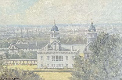 Lot 737 - HUGH BOYCOTT BROWN: AN OIL PAINTING ON BOARD DEPICTING GREENWICH HOSPITAL