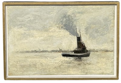 Lot 790 - GERALD PARKINSON (BRITISH B.1926): AN OIL PAINTING ON BOARD 'TUG'