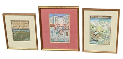 Lot 828 - THREE INDIAN MINIATURE WATERCOLOURS PAINTINGS ON PAPER