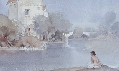 Lot 927 - WILLIAM RUSSELL FLINT: A PRINT ON PAPER 'CECILIA BY TOWER AND BRIDGE'