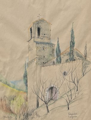 Lot 825 - JOHN SKELTON (BRITISH 1923-1999): A WATERCOLOUR PAINTING ON PAPER 'LANGREDOC'