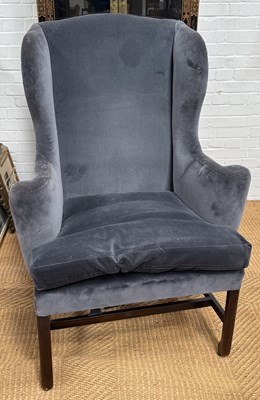 Lot 967 - AN ANTIQUE GEORGIAN STYLE WINGBACK ARMCHAIR