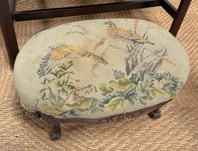 Lot 1041A - AN ANTIQUE GEORGIAN STYLE STOOL WITH NEEDLEPOINT SEAT