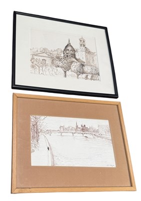 Lot 925 - PETER JOHNSTON: TWO PEN AND INK DRAWINGS ON PAPER, ROME