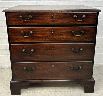 Lot 1058 - A GEORGE III MAHOGANY CHEST OF DRAWERS