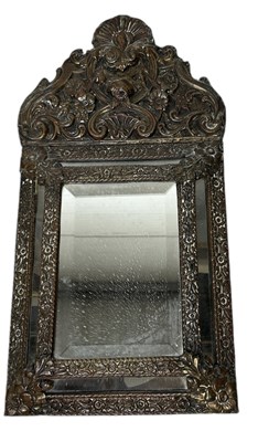 Lot 1080 - AN ANTIQUE DUTCH REPOUSSE WALL MIRROR