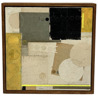 Lot 853 - EMMA DAVIES: A MIXED MEDIA COLLAGE 'HOT LEMON'