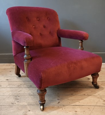 Lot 963 - A 19TH CENTURY HOLLAND & SONS OPEN ARMCHAIR