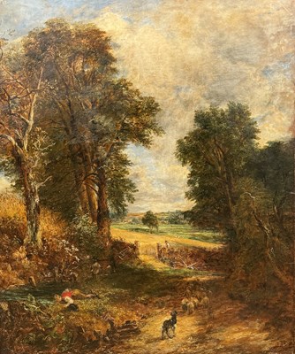 Lot 728A - AFTER JOHN CONSTABLE R.A: A 19TH CENTURY OIL PAINTING ON CANVAS 'THE CORNFIELD'