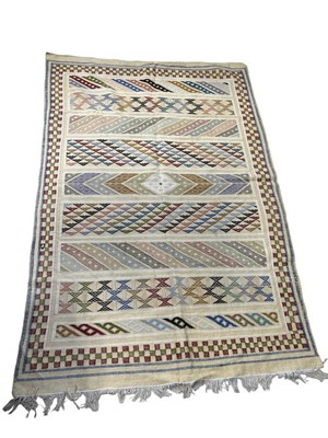 Lot 1123A - A KILIM DESIGN RUG ALONG WITH ANOTHER SMALLER RUG (2)