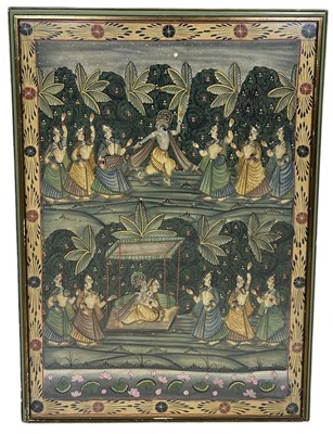 Lot 916 - AN INDIAN PAINTED TEXTILE DEPICTING A WEDDING SCENE