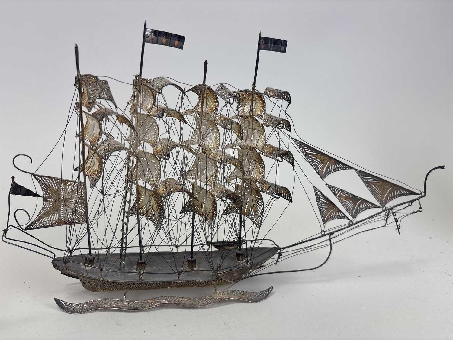 Lot 124 - TWO CHINESE SILVER MODELS OF SHIPS