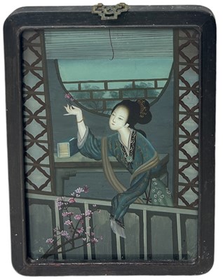 Lot 817 - A CHINESE REVERSE GLASS PAINTING, LATE QING DYNASTY