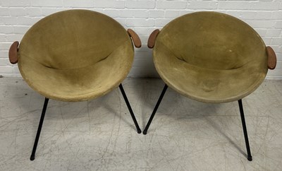 Lot 1050 - A PAIR OF MID-CENTURY STYLE BALOON ARMCHAIRS