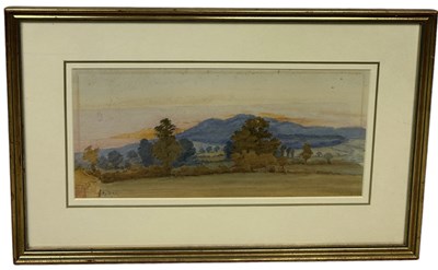 Lot 486 - A 19TH CENTURY WATERCOLOUR PAINTING ON PAPER DEPICTING A ROLLING LANDSCAPE