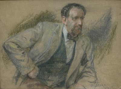 Lot 503 - JUNE MENDOZA (AUSTRALIAN 1924-2024): A PASTEL DRAWING ON PAPER DEPICTING A GENTLEMAN