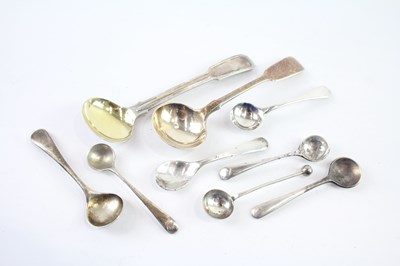 Lot 422A - NINE .925 STERLING SILVER CONIDMENT SPOONS INCLUDING GEORGIAN, VICTORIAN