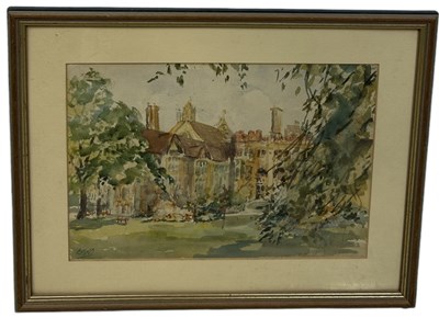 Lot 488 - A WATERCOLOUR PAINTING ON PAPER DEPICTING A MANSION HOUSE